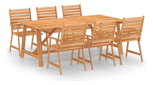 Vidaxl Juego De Comedor De Madera De Acacia Maciza Para Pat.