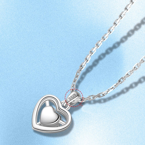 Collar Plata 925 Corazon Circones Brillantes Mujer Regalo