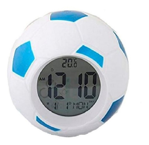 Imagen 2 de 3 de Reloj Despertador Forma Pelota Colores Luz Led Fecha