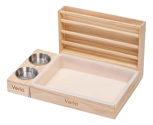 Alimentador De Heno De Conejos Con 2 Tazones Y Caja De Arena