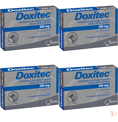 Combo 4 Antibiótico Doxitec Syntec 16 Comprimidos - 200 Mg