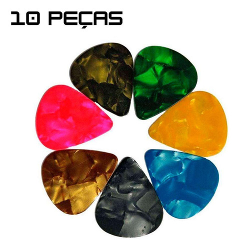 10 Palhetas Violão Guitarra Celuloide Violao - 0.75mm