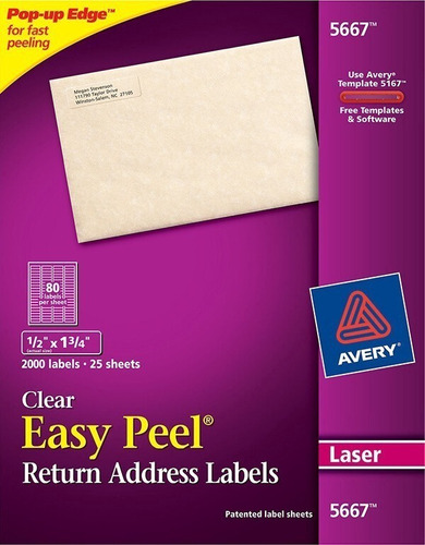 Etiquetas Traslucidas Laser 1/2 X 1 3/4 In 2,000 Etiquetas Color N/A Diseño impreso N/A