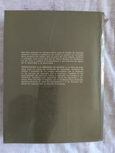 Libro Introducción A La Mecánica De Sólidos, Egor P. Popov (Usado)