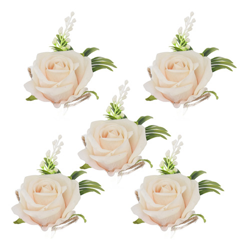 Boutonniere Con Forma De Rosa Para Boda, 5 Unidades, De Plás