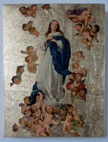 Cuadro Inmaculada Concepción - 14 X 19 Cm- Dorado A La Hoja 