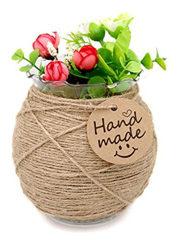 Etiqueta De Papel Kraft, Fio Redondo De Juta Natural De 3 Cm