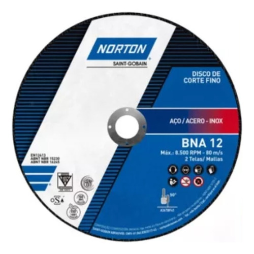 Kit 100 Discos De Corte Bna12 4.1/2x1,6 X 7/8 Norton
