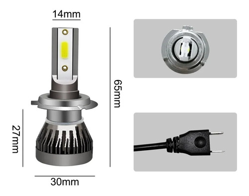 Focos Led Cob Slim H7 8000lm 36w 6000k Luz Blanca Par