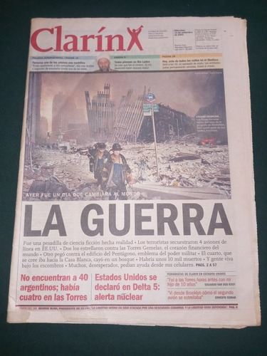 Diario Clarin Con Tapa De Las Torres Gemelas 2001