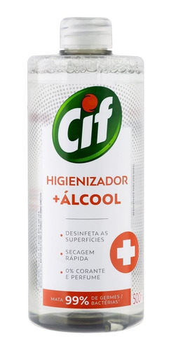 Álcool Líquido Higienizador Cif 500ml Refil