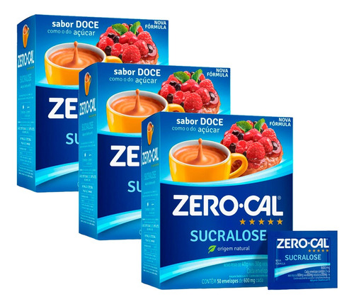 Adoçante Zero-cal Pó Sucralose C/50 Envelopes Kit 3