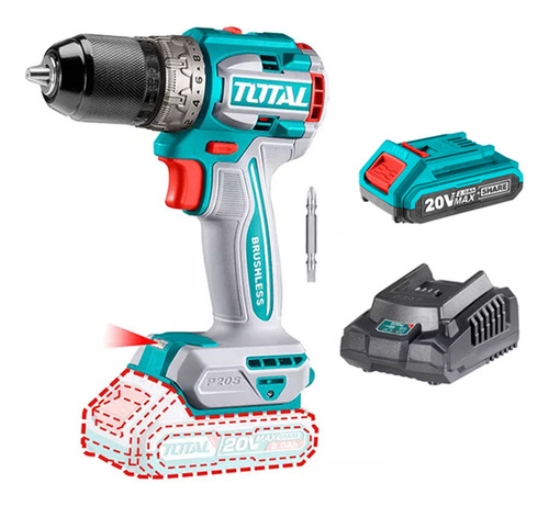 Taladro Atornillador 13mm 20v Bat+ Carg Total Tdli206021