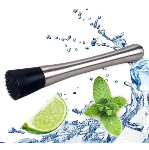 Imagen 2 de 10 de Pison Barman Machacador Mortero Moledor Citricos Acero Inox