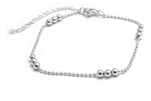 Pulsera Bolitas Combinadas 18-21cm De Acero Blanco 