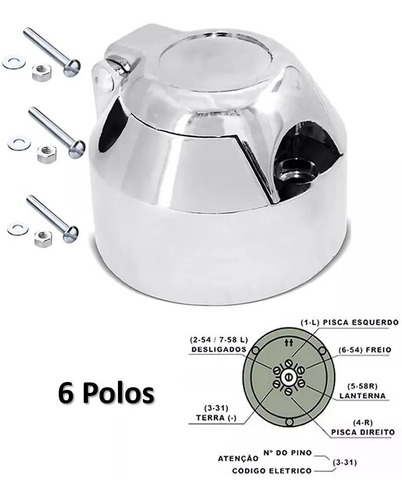 Kit Engate Reboque Bola Aço Capa Aço Inox Tomada Cromada Fio