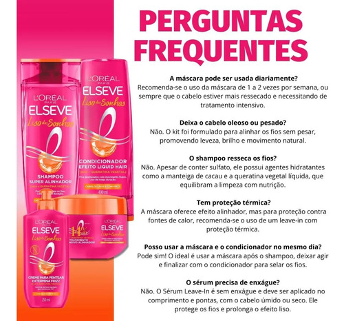 Kit Elseve Liso Dos Sonhos 4 Itens Versão 400ml
