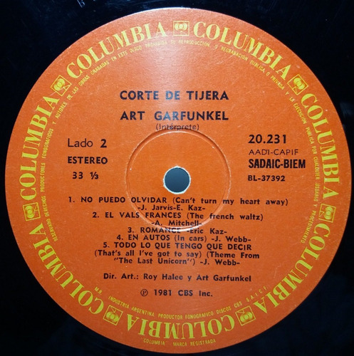 Art Garfunkel - Corte De Tijera (3) Lp (Usado)