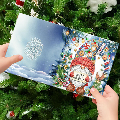 Tarjetas De Navidad Pintadas Con Diamantes De Imitación, 12