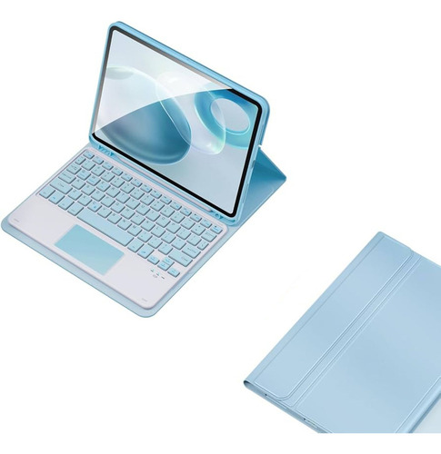 Case iPad 10 Geração Capa Com Teclado Tablet Couro Sintético Cor Azul-aço