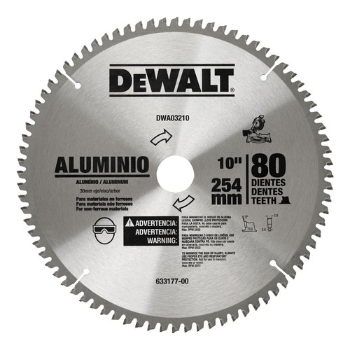 Disco Sierra Para Aluminio 10  X 80 Dientes Dwa03210 Dewalt