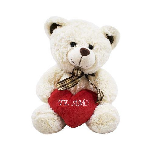 Urso Branco Coração Te Amo 30cm - Pelúcia