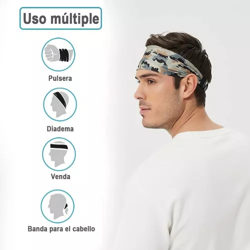 Set De 4 Bandas Diadema Hombre Cabello Sudor Deportiva –