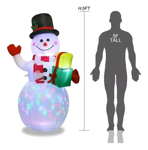 Navidad Nieve Mono Multicolor Led Inflable De 1,5 M, 150 Cm
