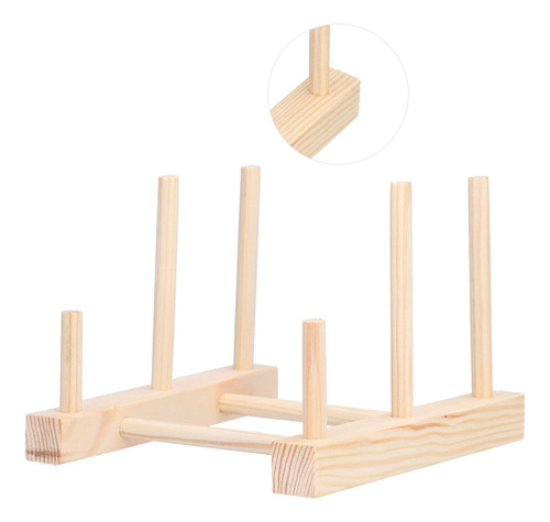 Soporte Para Platos Compacto De Madera De Pino