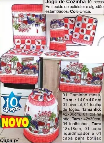 Kit Jogo de Cozinha Estampado Galinha Masterchef 11 Peças - Branco e Preto  - Realeza Enxovais - Kit Capas para Cozinha - Magazine Luiza