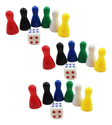 3x 6 Piezas De Ajedrez Chessman Multicolor Con 1x Accesorios
