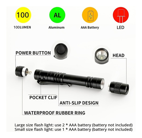 Mini Linterna Con Forma De Bolígrafo, Mini Pila Aaa, Luz De