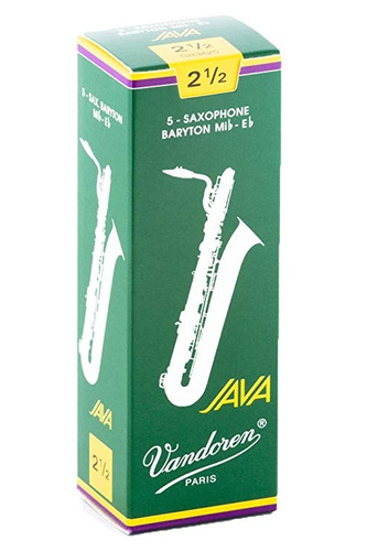 Vandoren Sr3425 Bari Sax Java Cañas Fuerza 2,5; Caja De 5