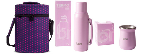 Set De Termo 1 L+ Mate Brio Acero Inox +matera Tela Brio