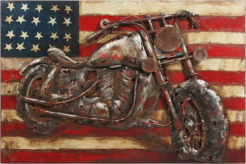 Motocicleta 3 Mixed Media Hierro Pintado A   Arte De Pa...