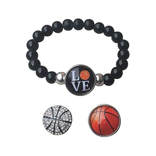 Baloncesto Intercambiable Snap Charm Bracelet- Joyas De...