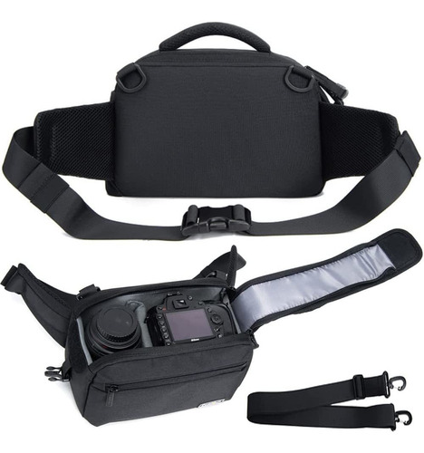 Bolsa De Camara Dslr Bandolera Negra Impermeable