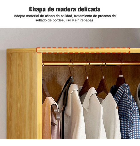 Closet Organizador Modernos Ropero Con 4 Puertas 2 Cajones Marrón Claro