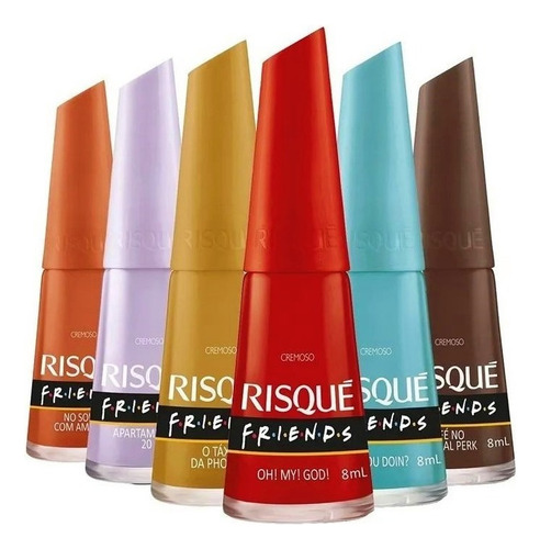 Kit Com 6 Lindos Esmaltes Coleção Friends Cremoso Risque 8ml Cor 6 cores