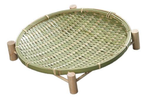 Cesta Tejida De Bambú, Cesta Para Servir Con 30cm Verde