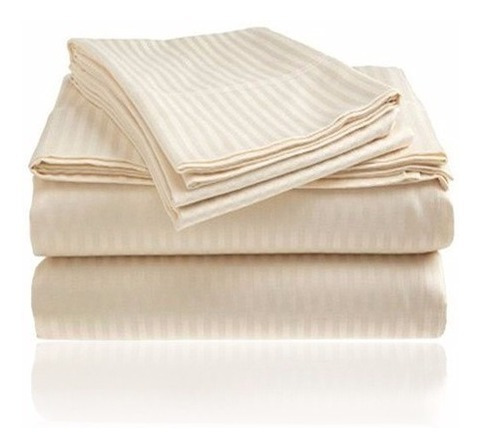 Imagen 2 de 2 de Juego Sábanas Beige Líneas Microfibra Sencillo
