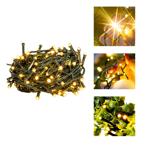 Serie De Luces Navideñas 300 Leds (13.5m) Con 8 Modalidades Luces Cálida