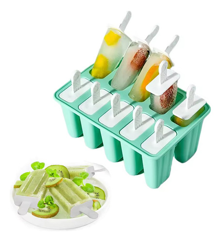 Moldes De Silicona Para Paletas De Helado, 10 Cuadrados