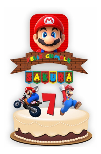 Imagen 1 de 7 de Super Mario Bros Cake Topper Adorno Para Tortas  