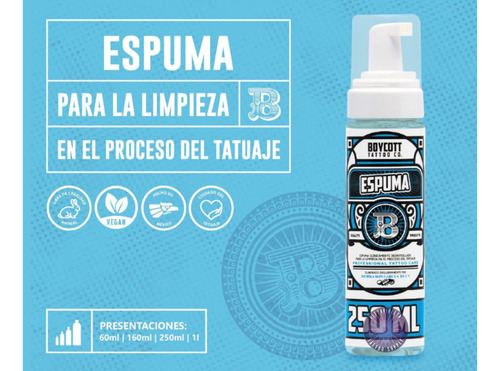 Espuma 100% Natural Limpiadora Tatuaje Boycott 250ml