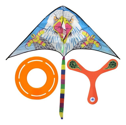 Super Combo Barrilete Cometa Aguila + Boomerang + Frisbee