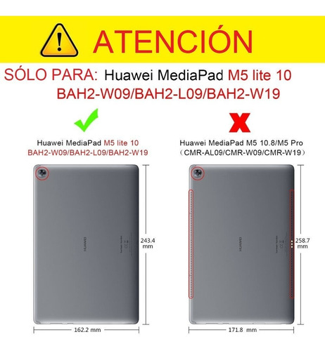 Huawei Mediapad M5 Lite 10.1 Funda Giratoria Protector Cover