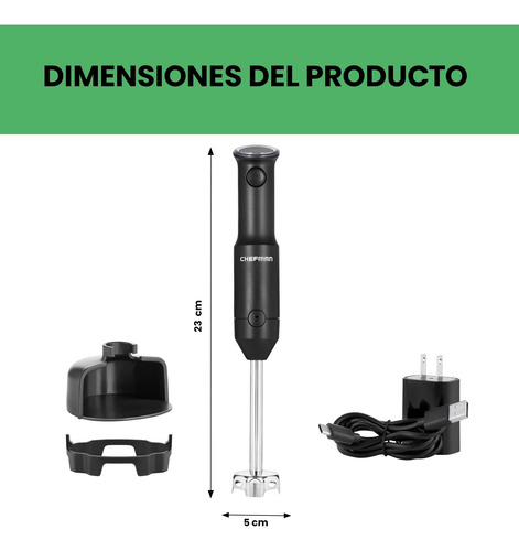 Batidora De Inmersión Inalambrica De Mano Chefman Negro