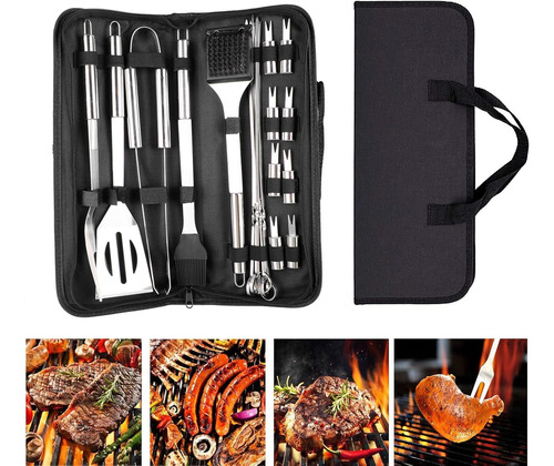 Set De 21 Juego De Utensilio Para Asador Carne Acero Inoxido