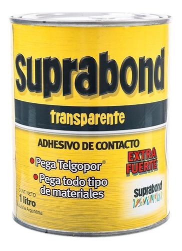 Imagen 1 de 4 de Adhesivo Suprabond Transparente Extra Fuerte En Lata 1 Litro